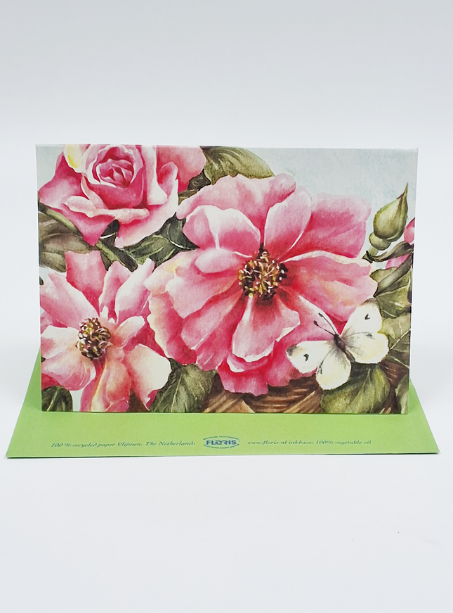 Wenskaart rose rozen vlinder