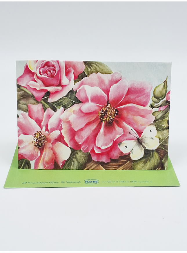 Greeting card rose roses butterfly