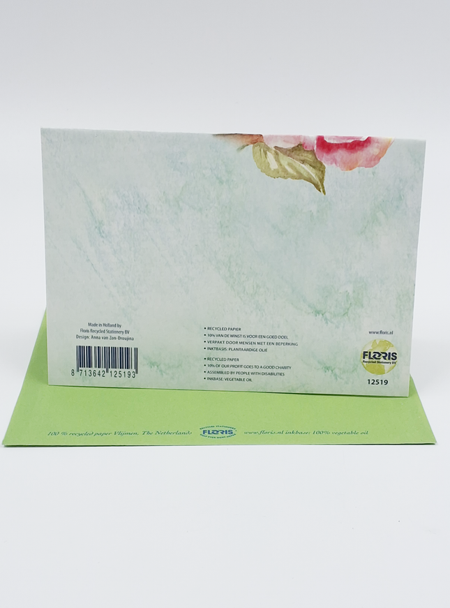 Wenskaart rose rozen vlinder