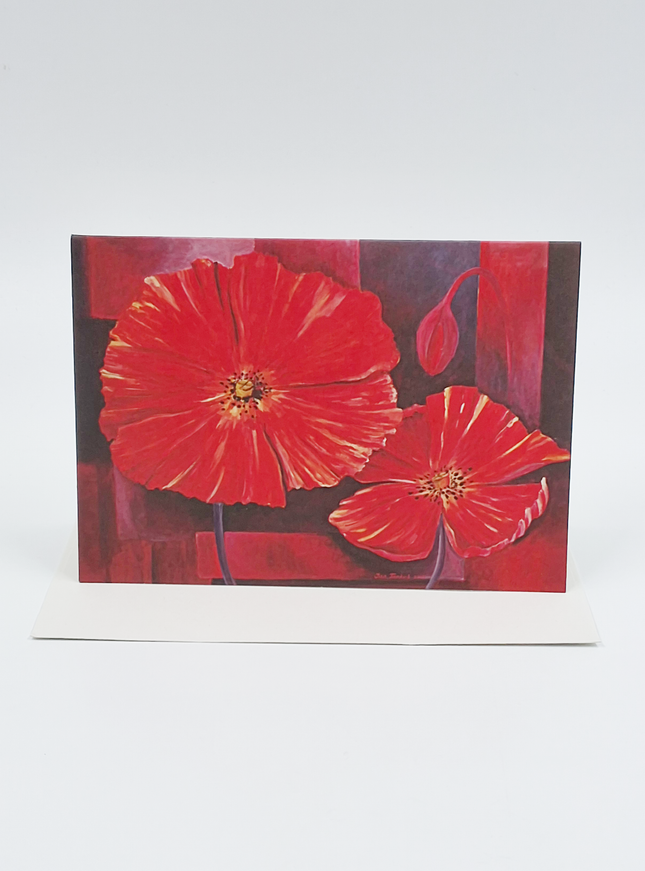 Wenskaart twee klaprozen Jan