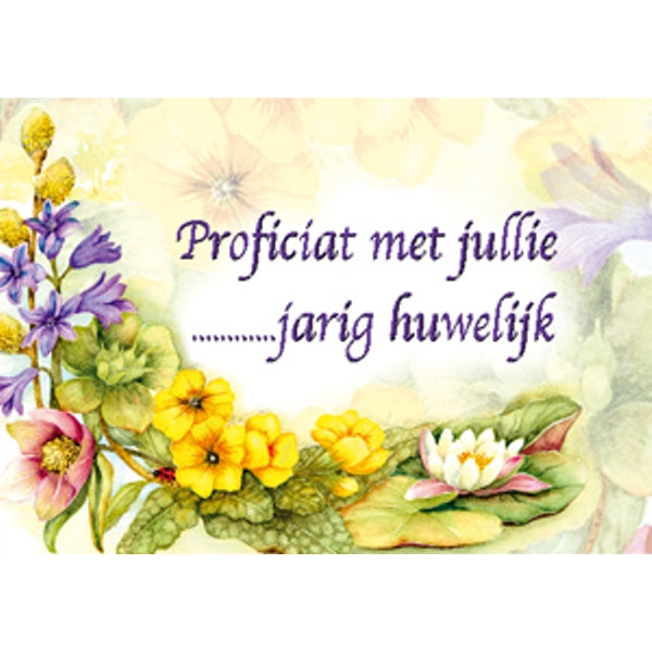 Wenskaart bloemen, proficiat met jullie … jarig huwelijk