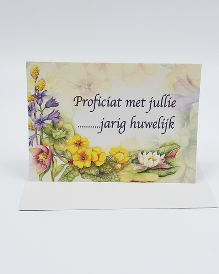Wenskaart bloemen, proficiat met jullie … jarig huwelijk