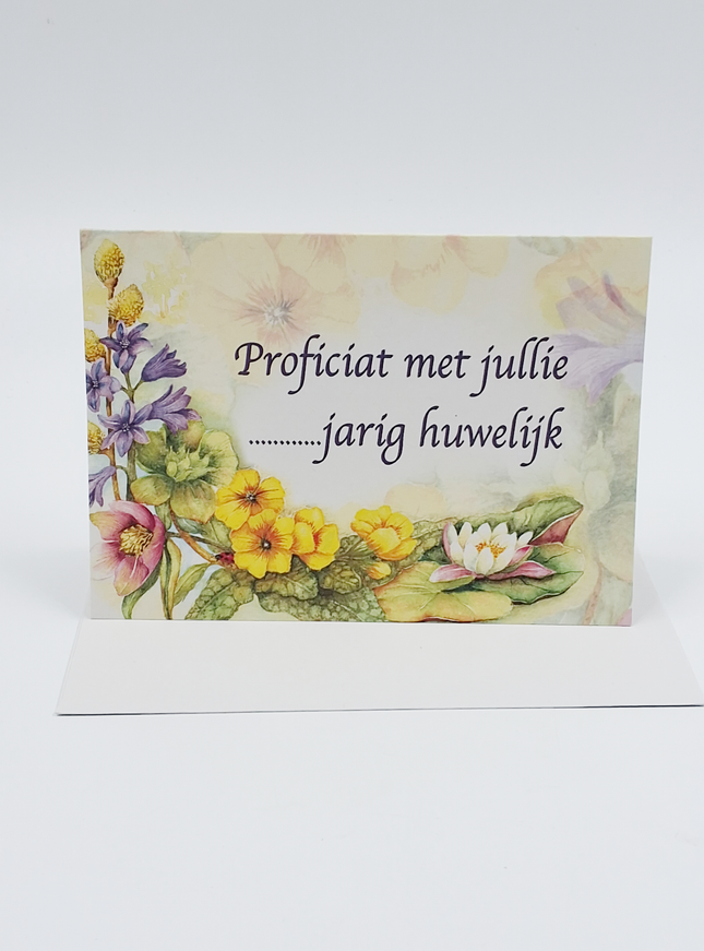 Wenskaart bloemen, proficiat met jullie … jarig huwelijk