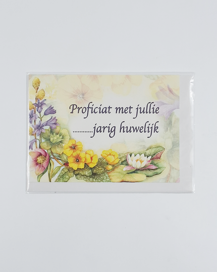 Wenskaart bloemen, proficiat met jullie … jarig huwelijk