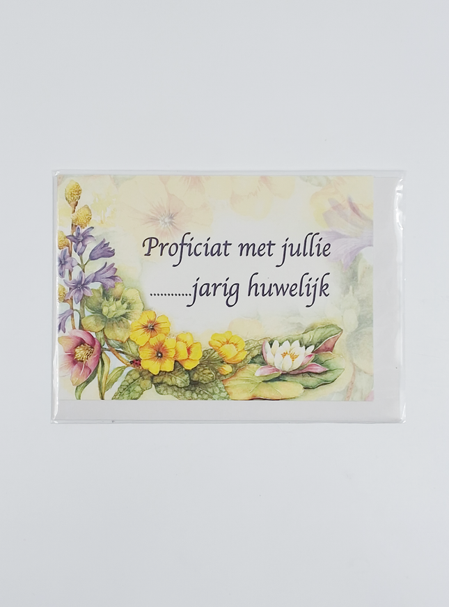Wenskaart bloemen, proficiat met jullie … jarig huwelijk