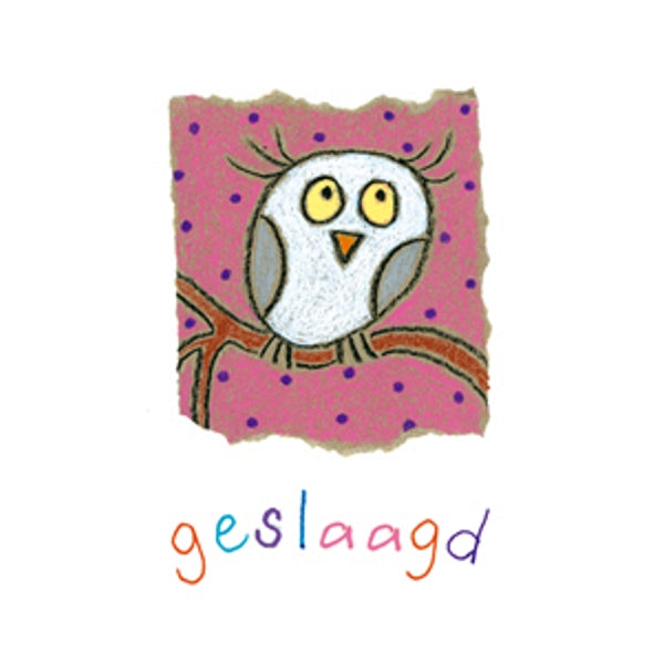 Wenskaart uil, geslaagd