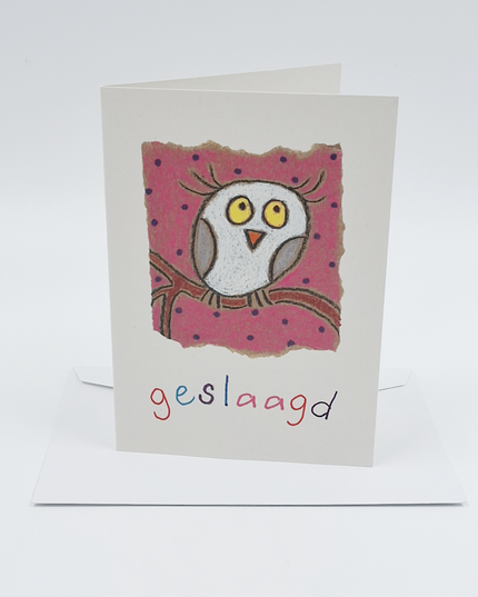 Wenskaart uil, geslaagd