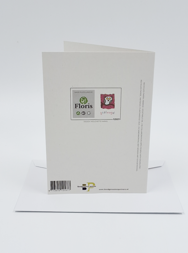 Wenskaart uil, geslaagd