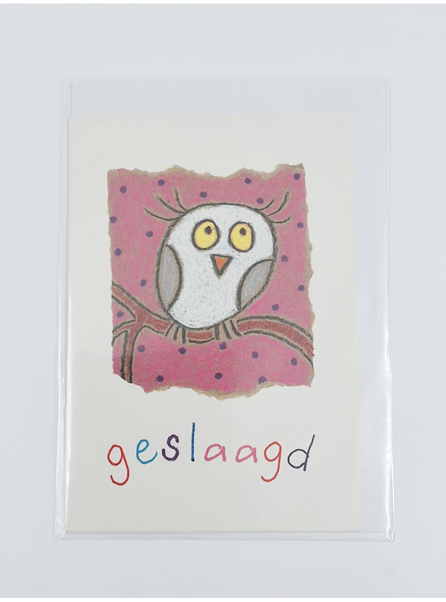 Wenskaart uil, geslaagd
