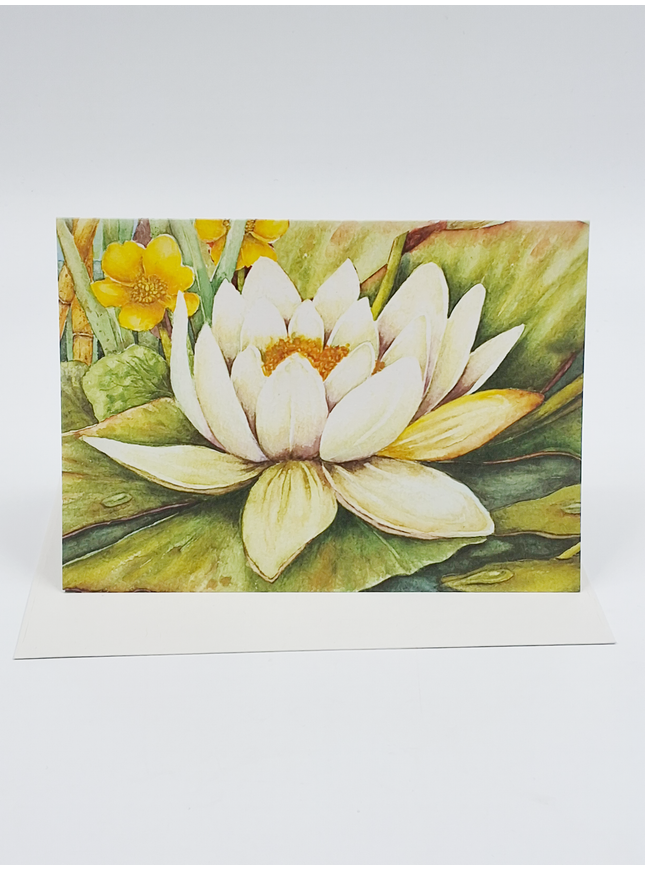 Wenskaart witte waterlelie condoleance