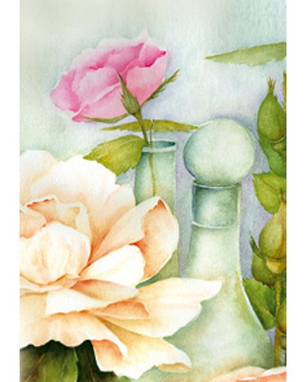 Wenskaart rozen fles