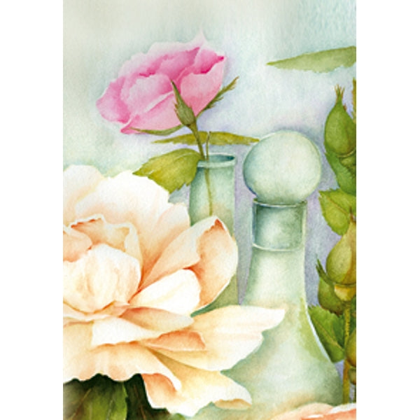 Wenskaart rozen fles