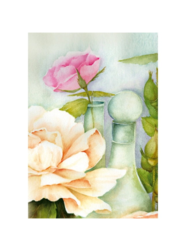 Greeting card roses bottle