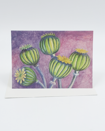 Wenskaart papaverbollen condoleance