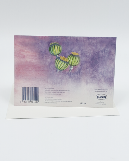 Wenskaart papaverbollen condoleance