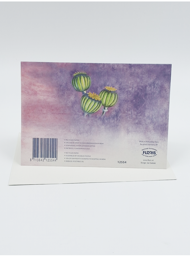 Poppy bulb condolence greeting card