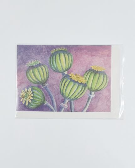 Wenskaart papaverbollen condoleance