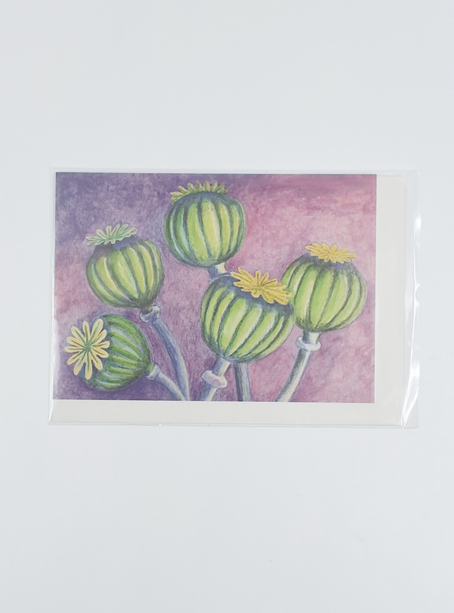 Wenskaart papaverbollen condoleance