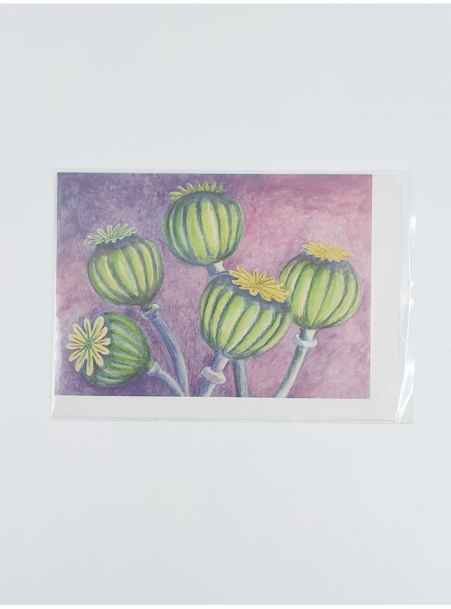 Poppy bulb condolence greeting card