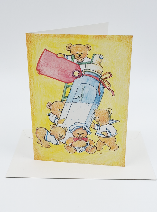 Wenskaart beertjes fles