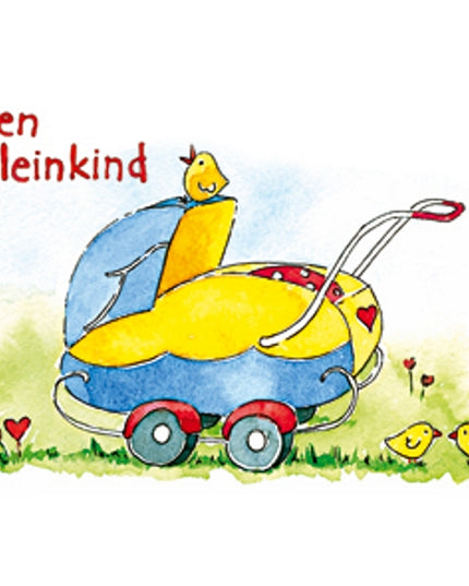Wenskaart geboorte kinderwagen kleinkind