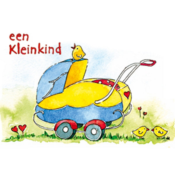 Wenskaart geboorte kinderwagen kleinkind