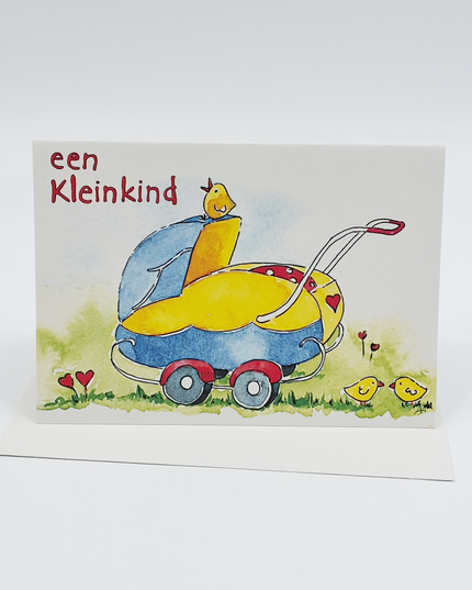 Wenskaart geboorte kinderwagen kleinkind