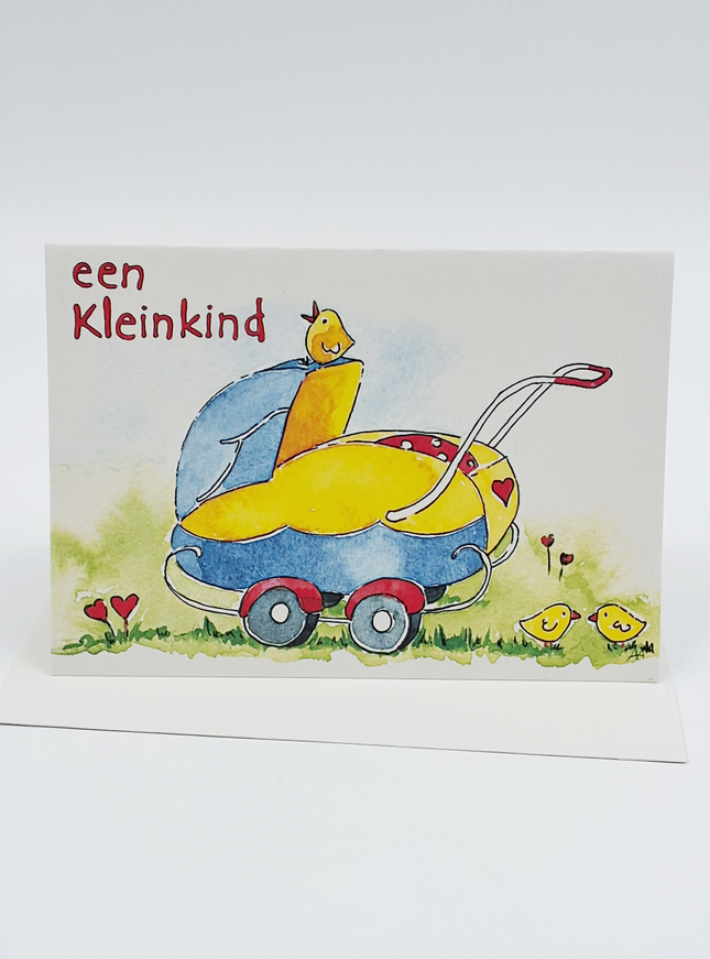 Wenskaart geboorte kinderwagen kleinkind