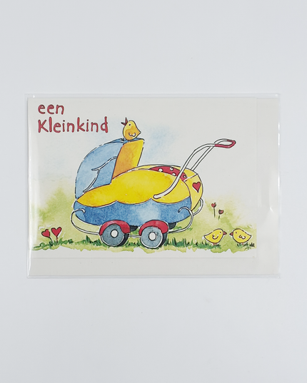 Wenskaart geboorte kinderwagen kleinkind