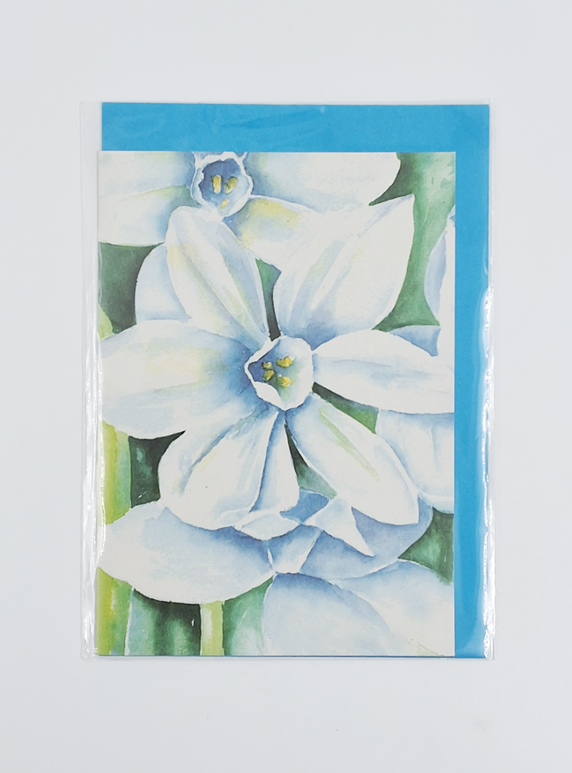 Wenskaart blauwe bloem Annette