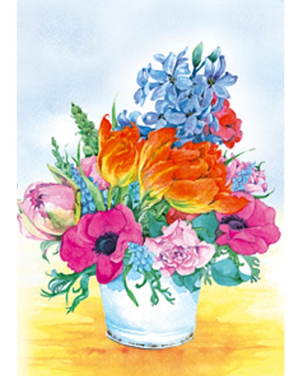 Wenskaart pot gemengde bloemen Annie