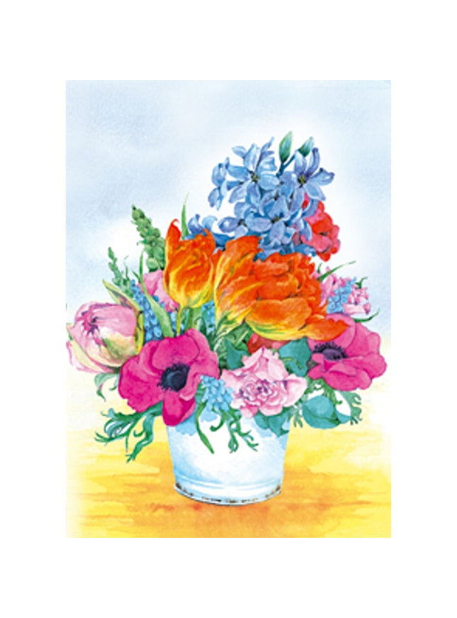 Greeting card pot mixed flowers Annie
