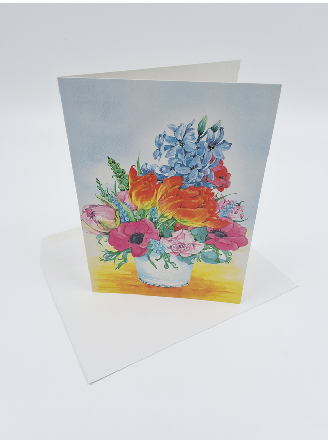 Greeting card pot mixed flowers Annie