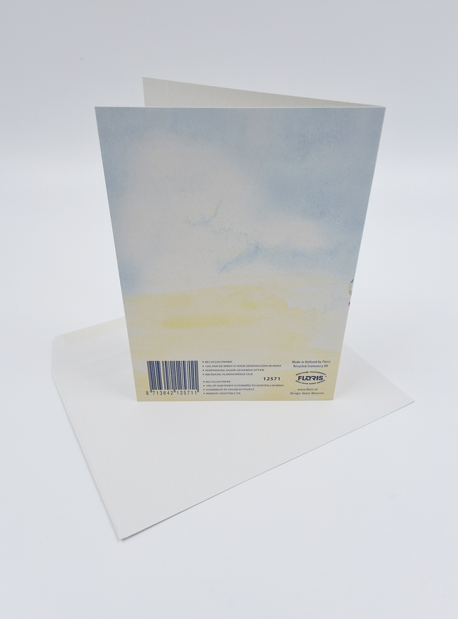 Wenskaart pot gemengde bloemen Annie