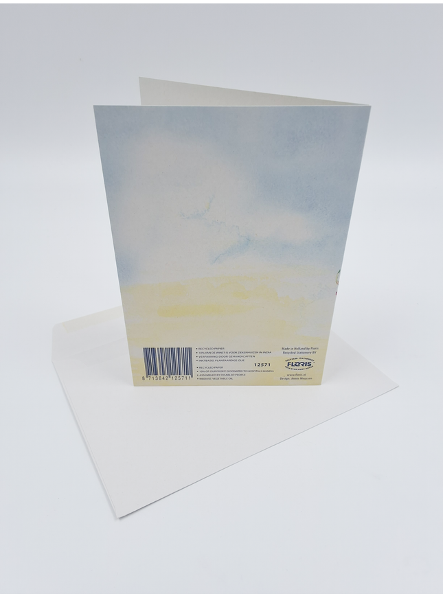 Greeting card pot mixed flowers Annie