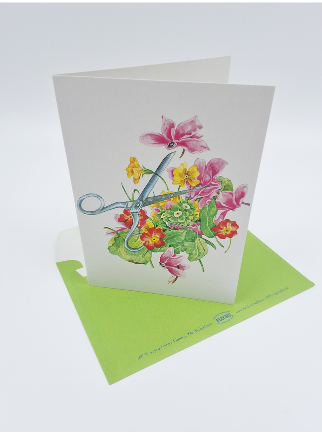 Greeting card scissors cyclamen