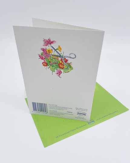 Wenskaart schaar cyclamen