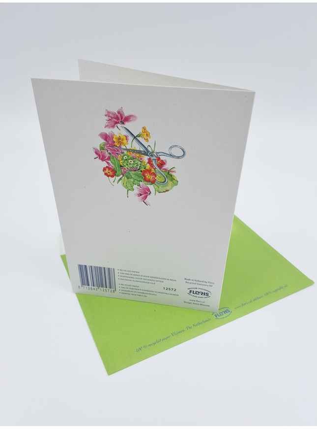 Greeting card scissors cyclamen