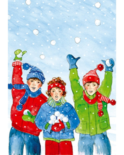 Wenskaart sneeuw kinderen