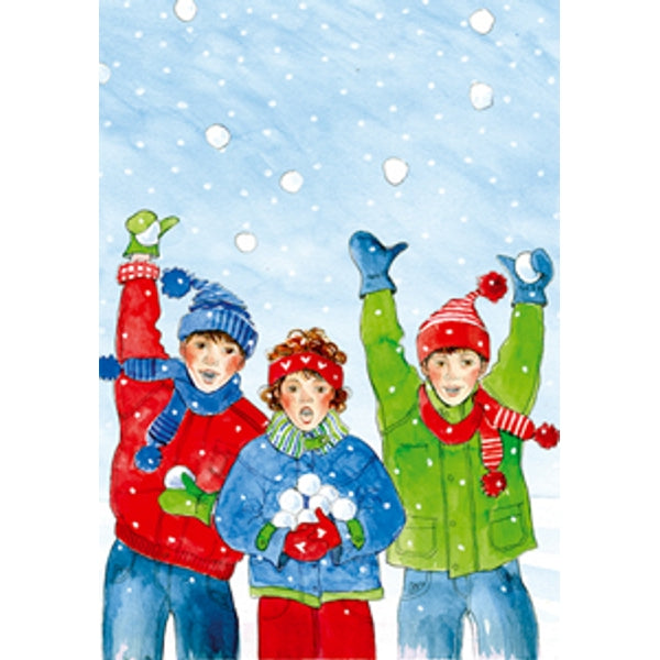 Wenskaart sneeuw kinderen
