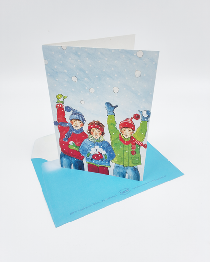 Wenskaart sneeuw kinderen