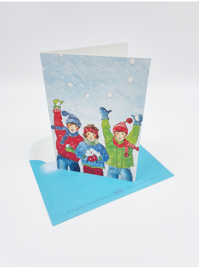Greeting card snow children