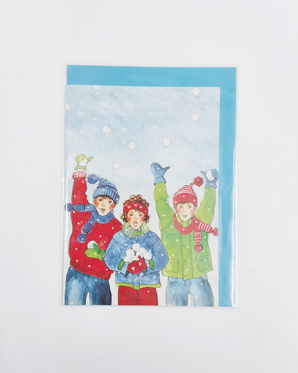 Wenskaart sneeuw kinderen