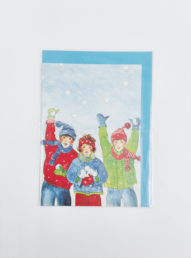 Wenskaart sneeuw kinderen