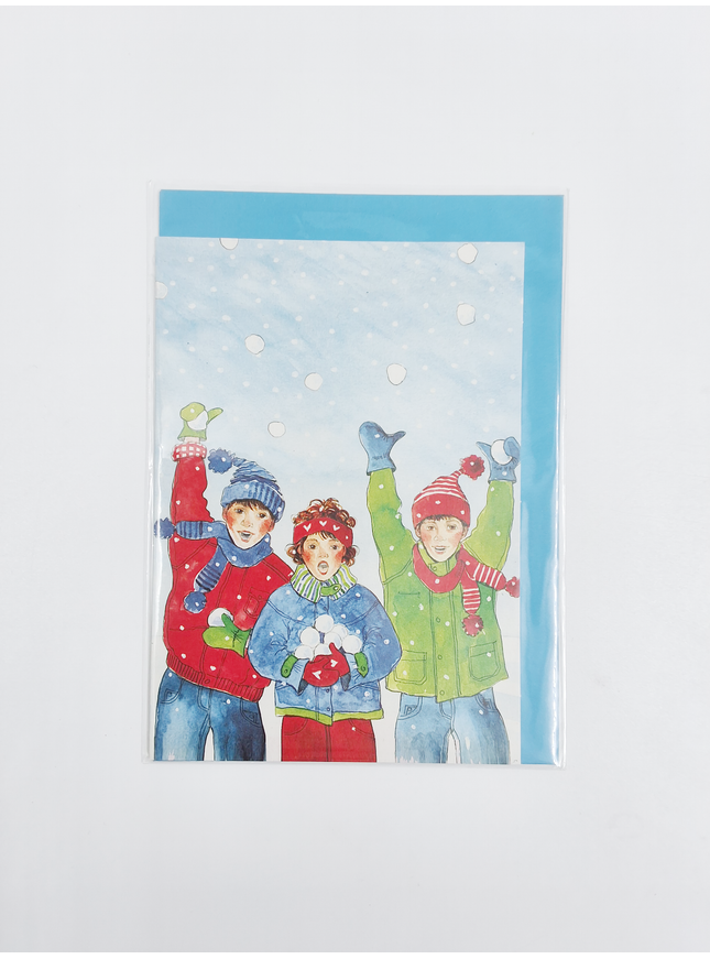 Greeting card snow children
