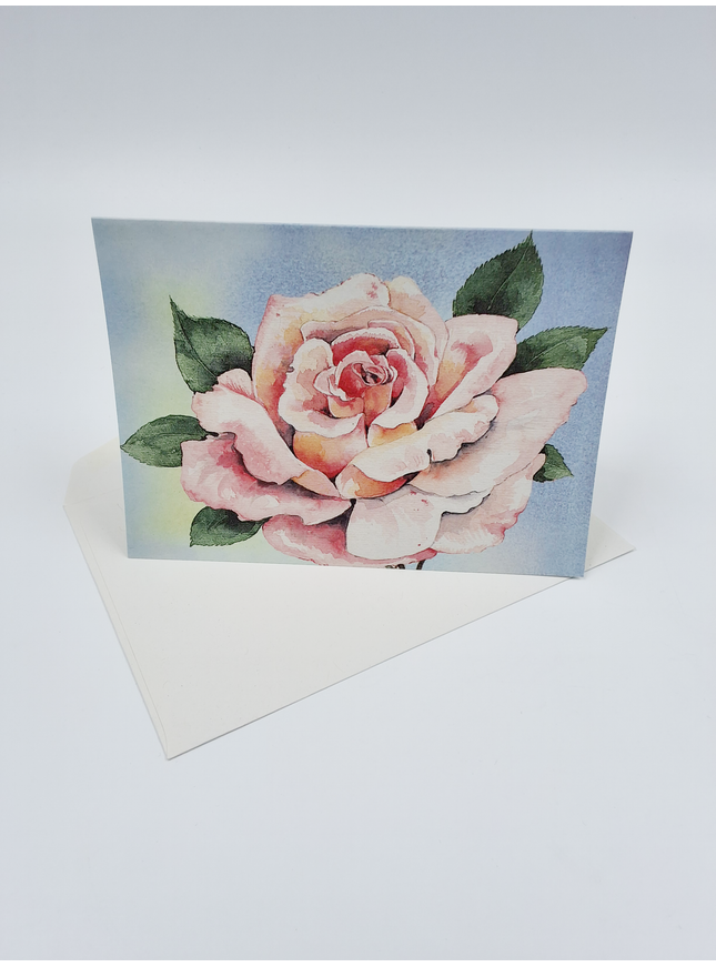 Greeting card pink rose