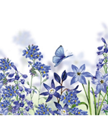 Wenskaart bloemen blauw