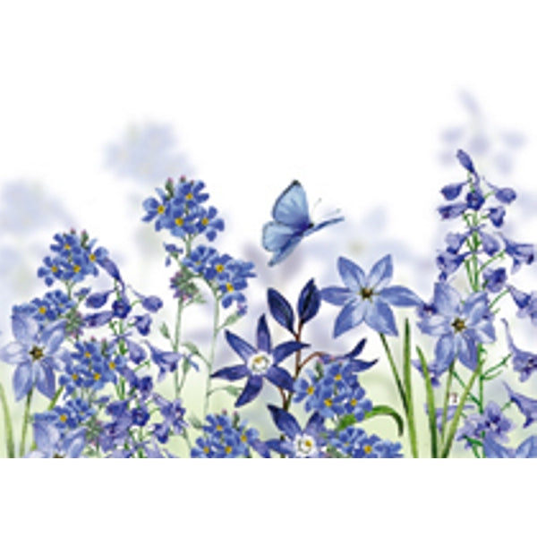 Wenskaart bloemen blauw