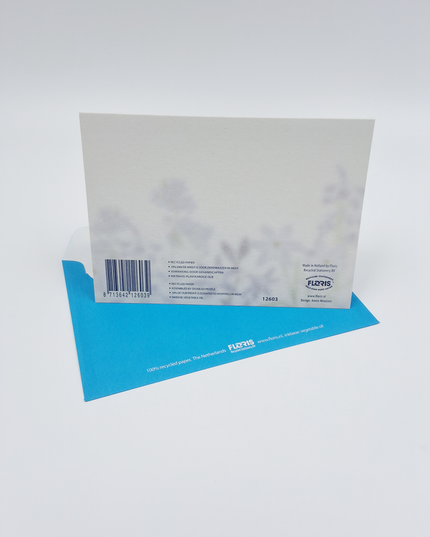 Wenskaart bloemen blauw
