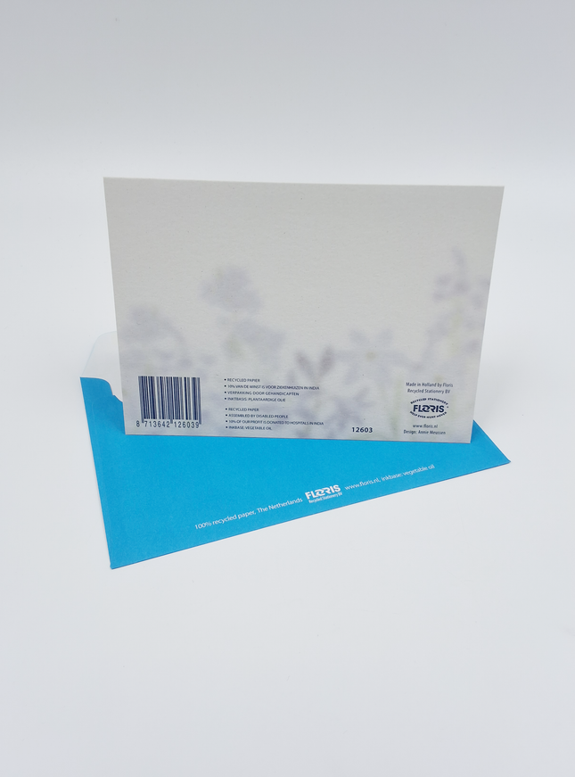 Wenskaart bloemen blauw